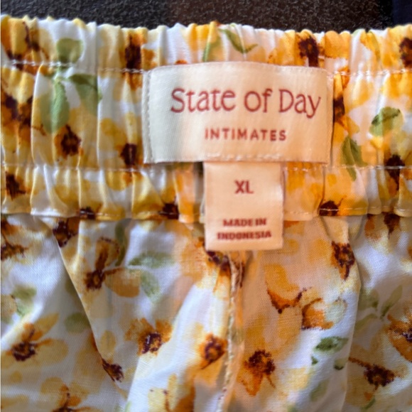 State Of Day Printed Poplin Pajama Pants Cornsilk Yellow Size XL NWT - Picture 6 of 6